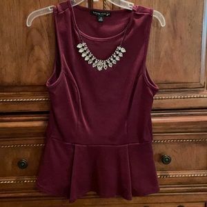 Peplum top with attached necklace